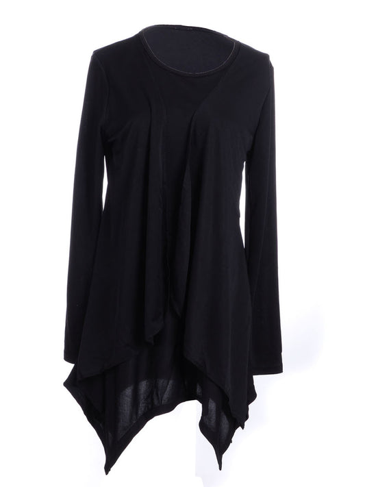 Black Magic Illusion Layer Pointed Handkerchief Hem Dress