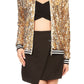 Sequin Bomber Zip-Up Jacket - ALILANG.COM
