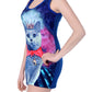 Sleeveless Kitty Cat Graphic Mini Shirt Dress