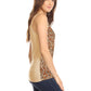 Anna-Kaci Womens Shimmer Sparkly Sequins Spaghetti Strap Camisole Vest Tank Tops