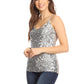 Anna-Kaci Womens Shimmer Sparkly Sequins Spaghetti Strap Camisole Vest Tank Tops