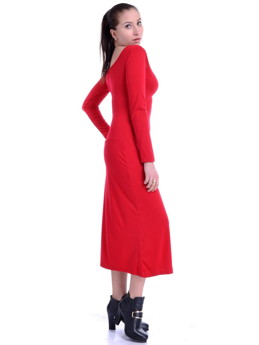 Red Simple Yet Chic 90's Inspired Stretch Fit Long Maxi Dress