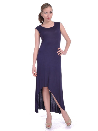 A-Line Shape Uneven High Low Hem Maxi Length Dress