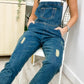 Pocket Denim Tapered Leg Overalls - ALILANG.COM
