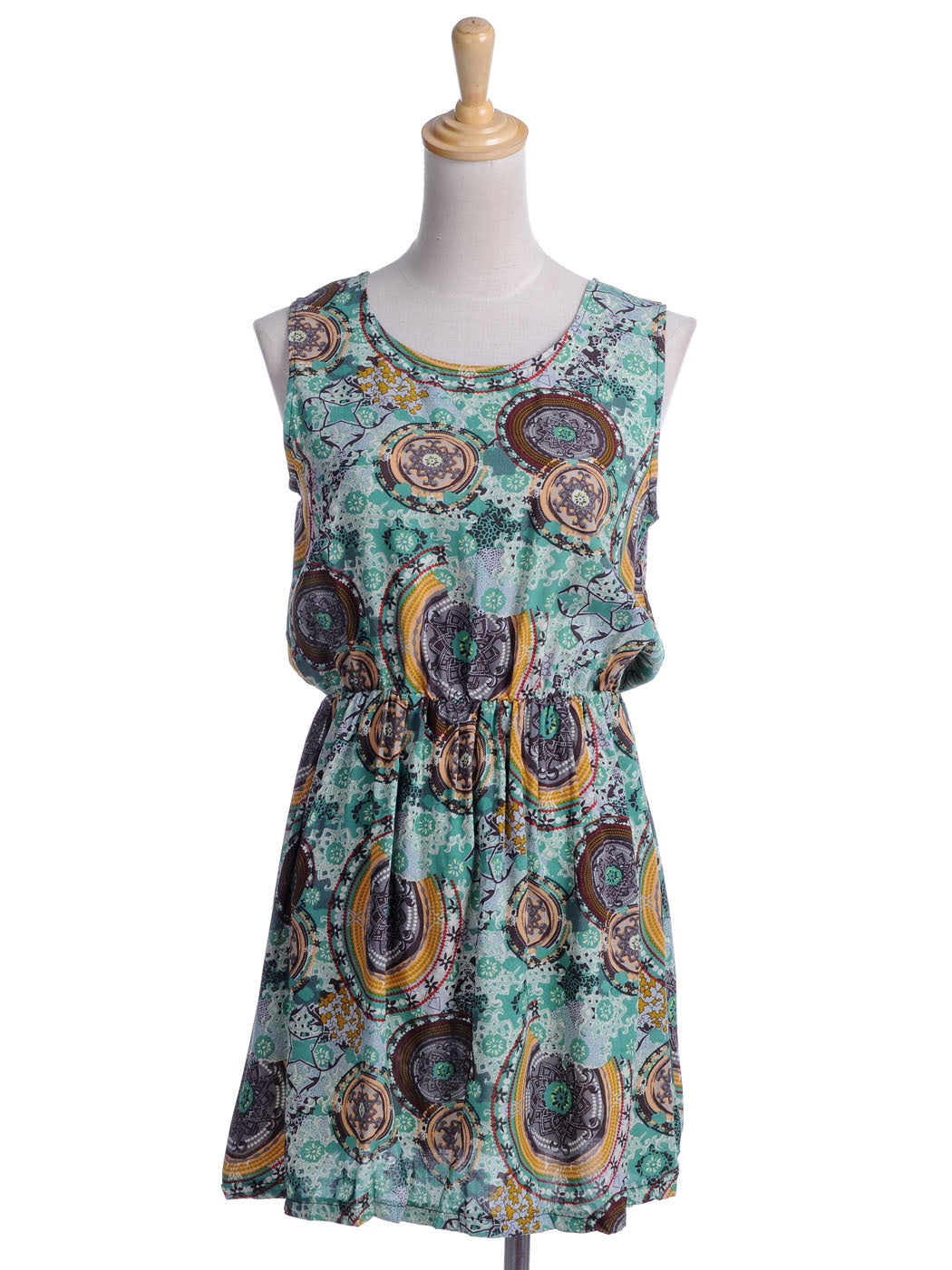 S/M Fit Multicoloured All Over Spiritual New Age Inspired Print Dress