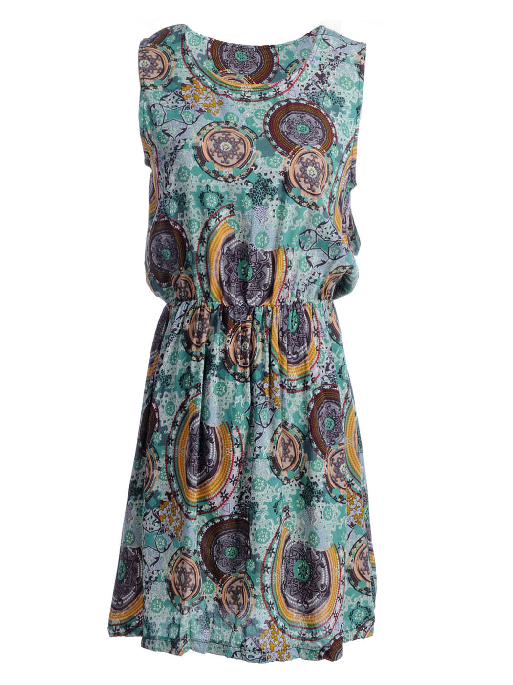 S/M Fit Multicoloured All Over Spiritual New Age Inspired Print Dress