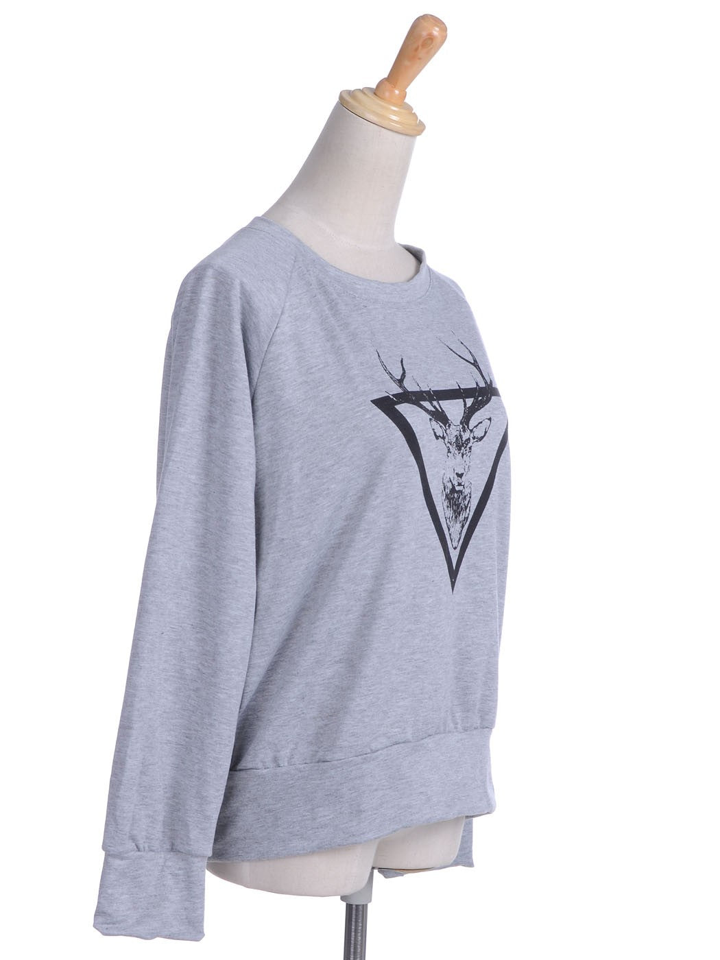 Light Grey Triangle Around Reindeer Print Sweater