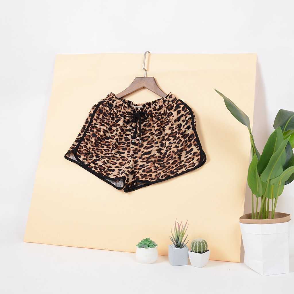 High Waist Cheetah Leopard Casual Lounge Shorts