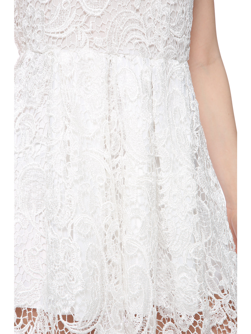 White Lace Crochet Cap Sleeve Sheath Dress