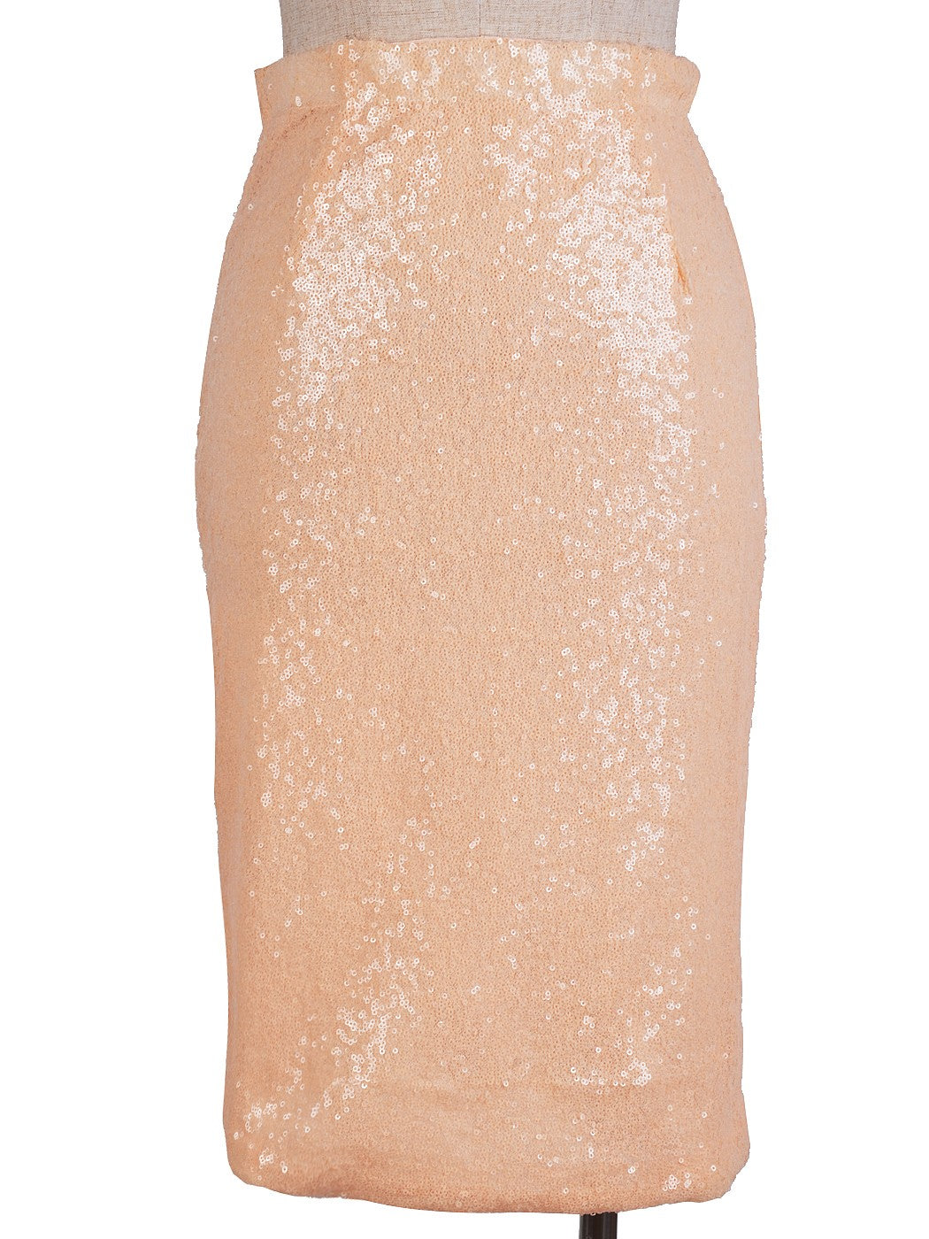 Peach High Rise Sequin Pencil Skirt