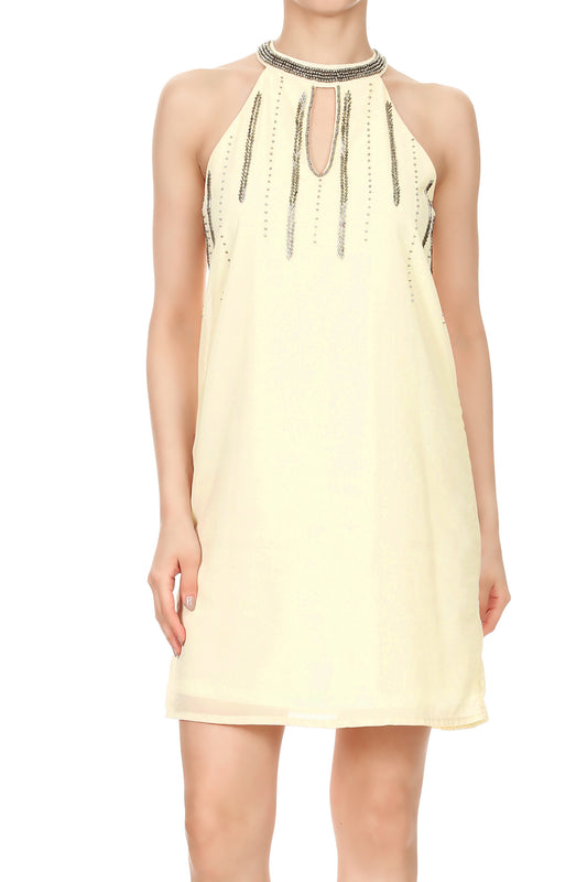 Chiffon Halter Cocktail Party Clubbing Shift Dress