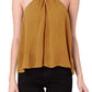 Womens Sleeveless Halter Neck Top with Twist and Buckle