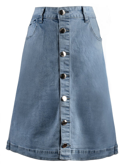Button Up A-line Vintage Skirt - ALILANG.COM
