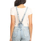 Juniors Laid-Back Chic Distressed Shortall Denim Overall Jean Shorts, Blue, X-Small
