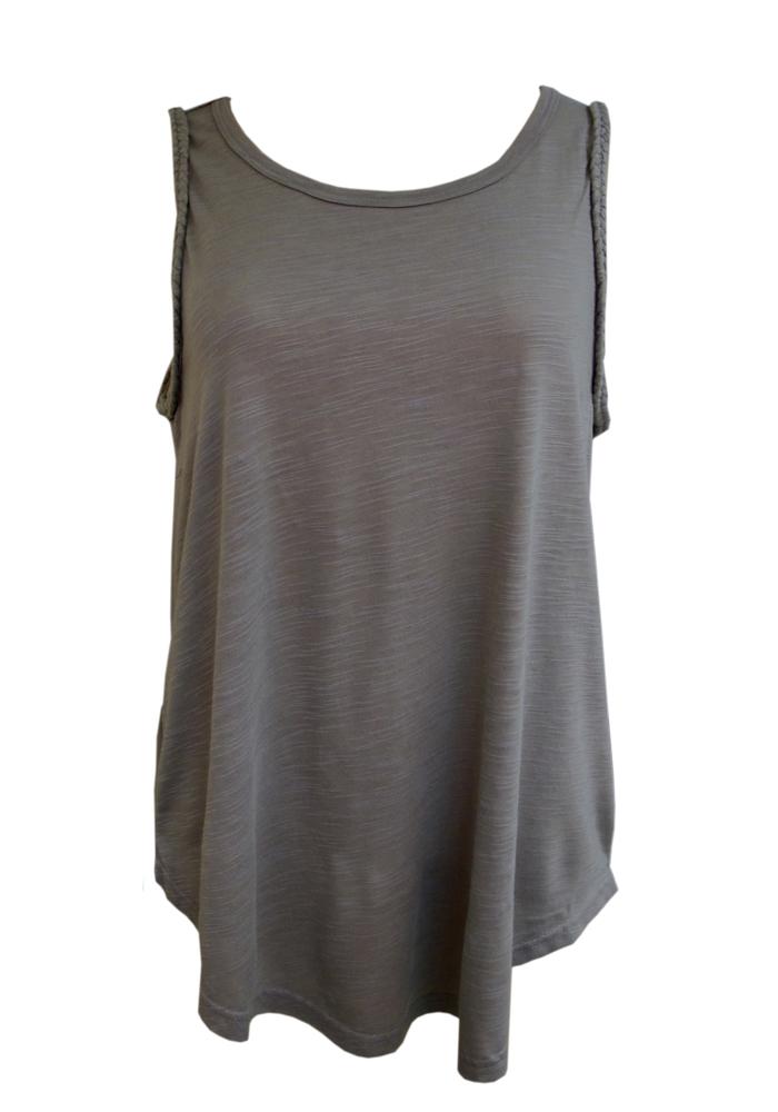 Athletic Wear Sleeveless Tank Top with Braid Details