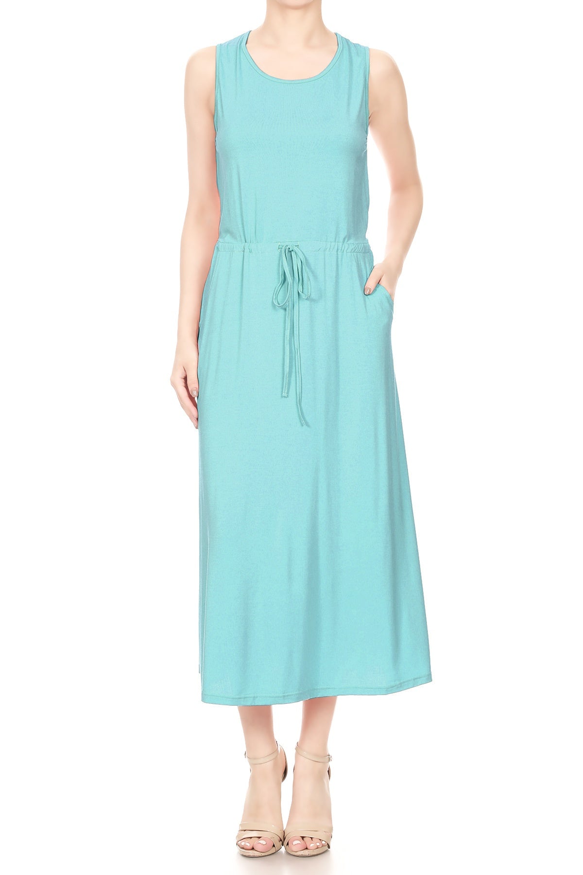 chinese dress ladies Staple Slip Gown Tied Front Dress With Pockets
