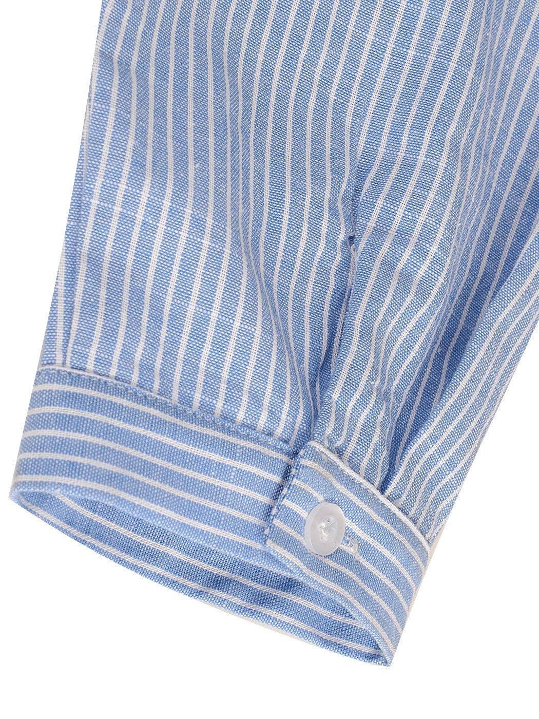 Womens Casual Woven Chambray Half Button up Long Stripe Shirt