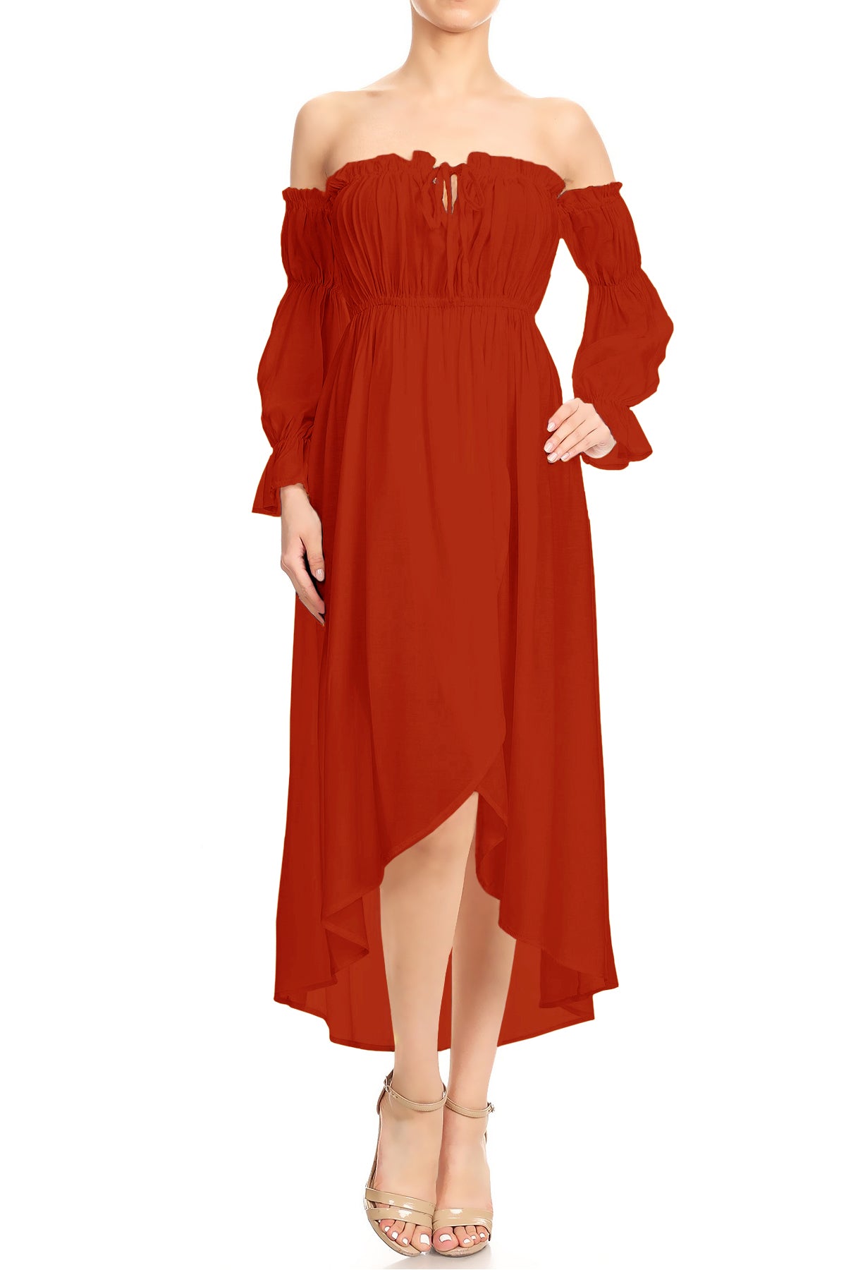 Casual Boho Long Sleeve Off Shoulder Renaissance Dress