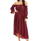 Casual Boho Long Sleeve Off Shoulder Renaissance Dress - ALILANG.COM