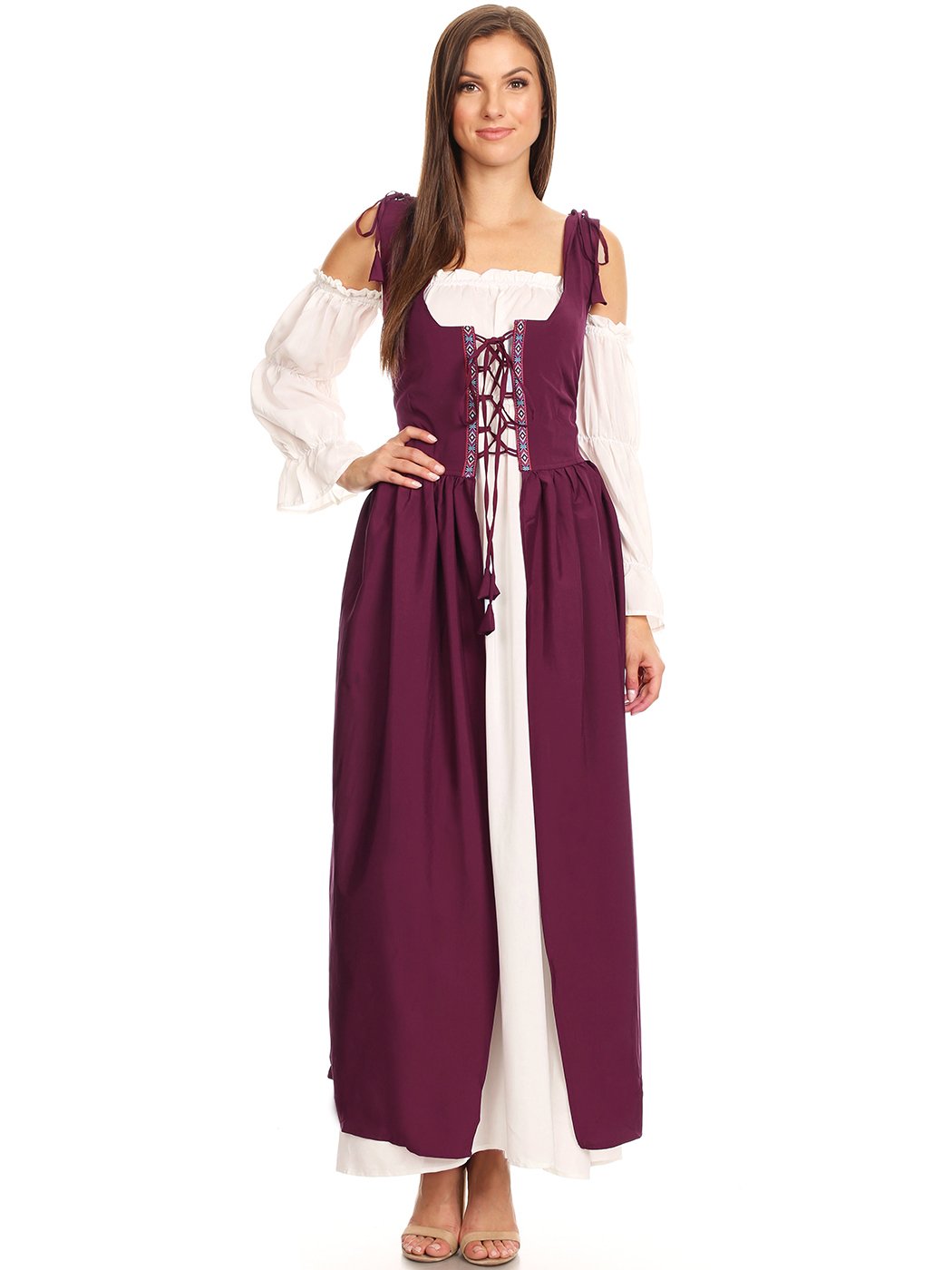 Anna-Kaci Women's Renaissance Lace-Up Overdress with Shoulder Tie Straps for Casual Looks Anna-Kaci Women's Renaissance Lace-Up Overdress with Shoulder Tie Straps for Casual Looks