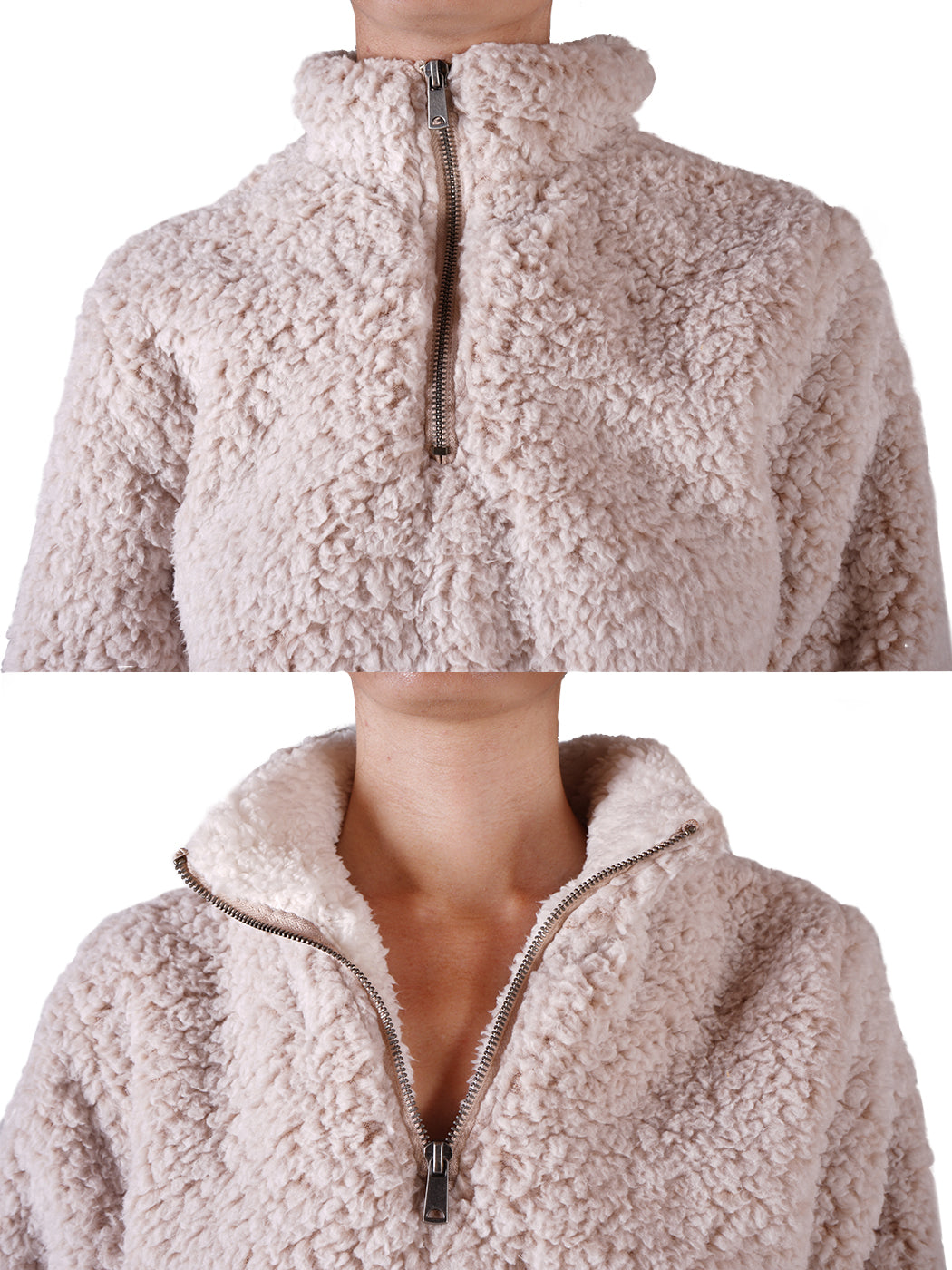 Soft Sherpa Pullover Zipper Sweater