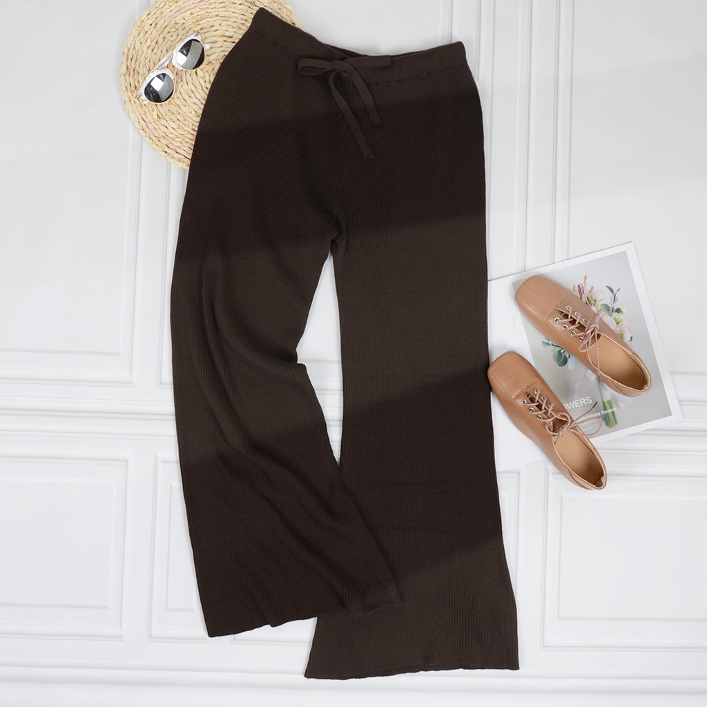 Cropped Wide Leg Pant With Drawstring Waist-Tie
