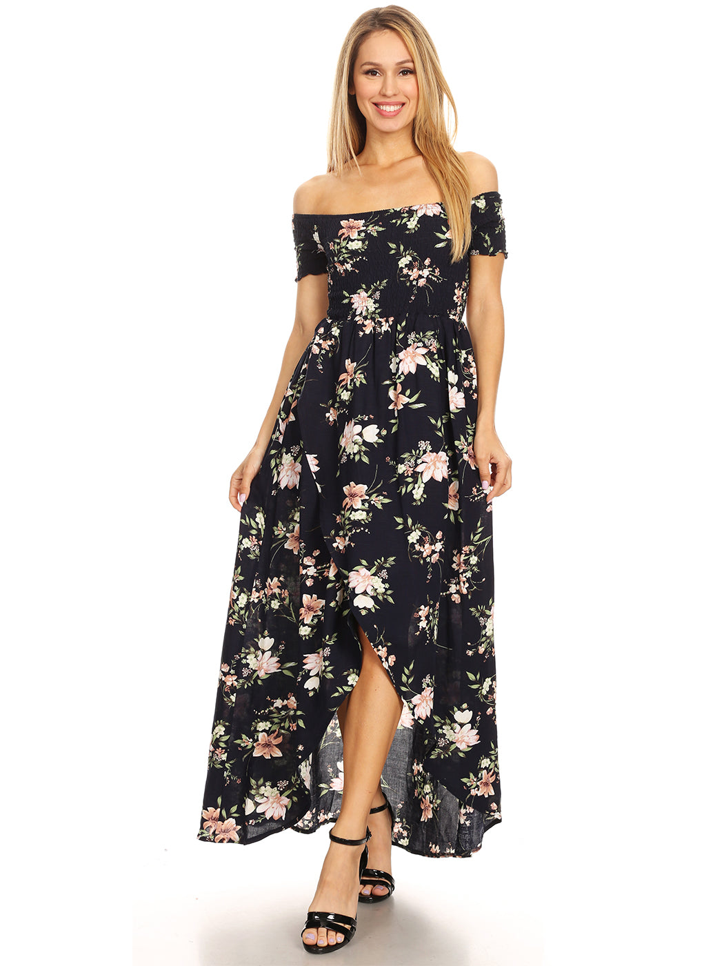 high low dresses casual floral Serenidy Floral Ruffle Tiered High-Low Midi Dress