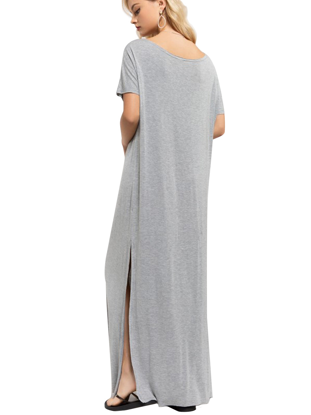 Long Short Sleeve Button-Down Maxi Dress