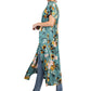 Silky Long Floral Kimono Short-Sleeve Cardigan