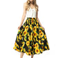 Sunflower Print Midi Maxi Skirt