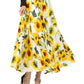 High-Waisted Pleated Sunflower Maxi Skirt