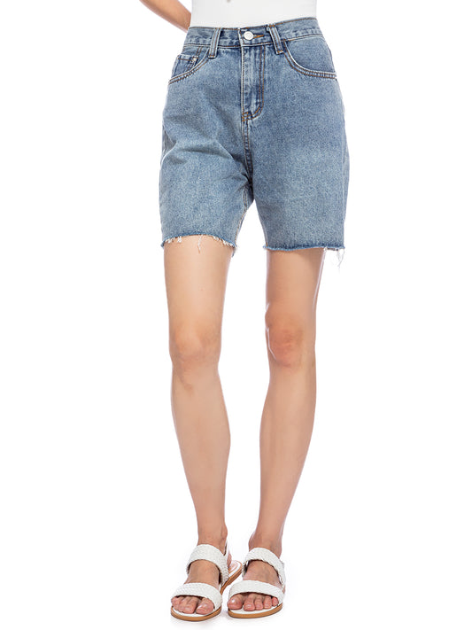 High Waisted Capri Bermuda Denim Shorts