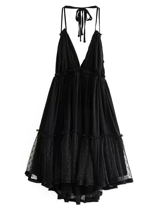 Summer Boho V-Neck Mini Dress