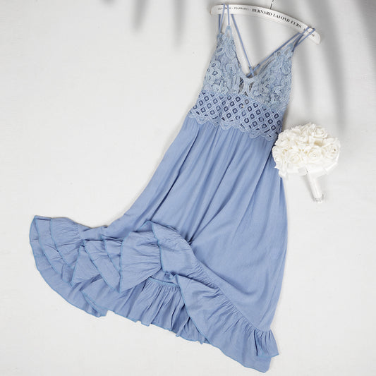 Lace Ruffle Slip Dress