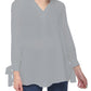 Anna-Kaci Women's Cotton Loose Blouse Top Split Neck Tunic V Neck Long Sleeve Shirt