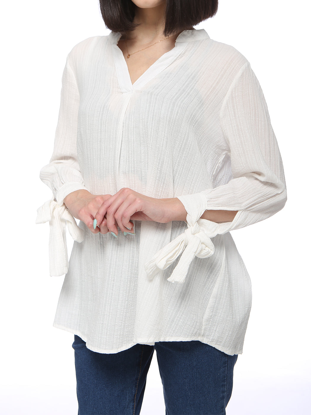 Anna-Kaci Women's Cotton Loose Blouse Top Split Neck Tunic V Neck Long Sleeve Shirt