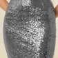 Sparkly Gunmetal Sequin Midi Skirt