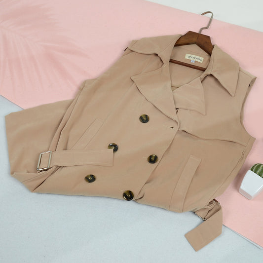 Double-Breasted Trench Vest Coat