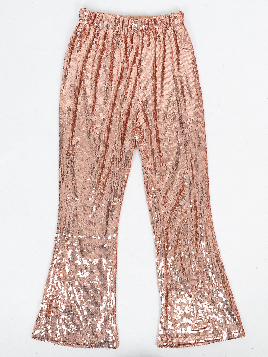 Stretch Waist Sparkly Sequin 70s Disco Flare Wide Leg Pants