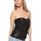 Sparkly Sequin Strapless Metallic Tube Tops for Party Clubwear