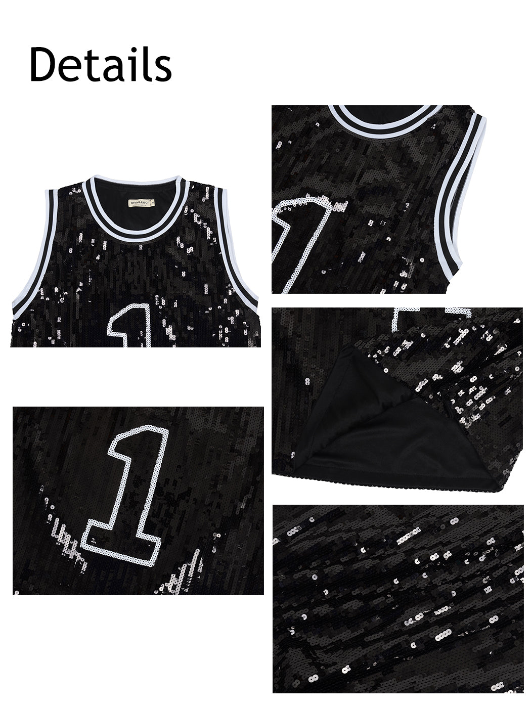 Sparkle Glitter Hip Hop Number 1 T-Shirt Top Blouse Tunic Sequins Basketball Tank Vests