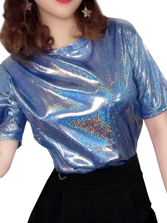 Holographic Disco Party Top Blouse