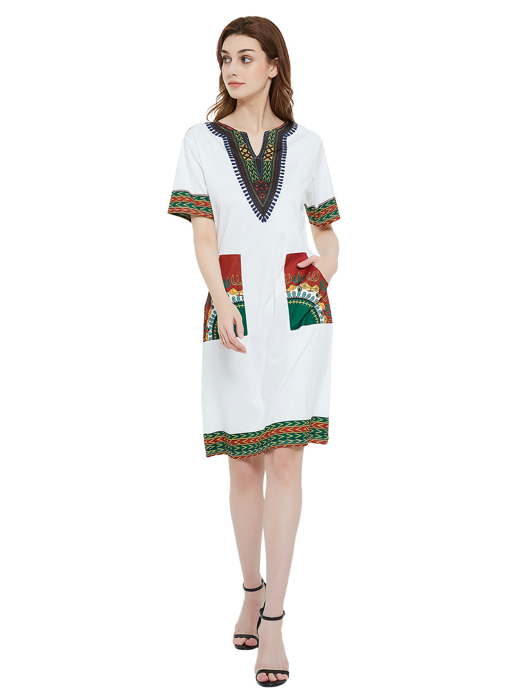 Dashiki Print Tribal Short Sleeve Mini Dress