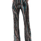 Sequin Pants Wide Leg High Waist Colorful Disco Party Trousers