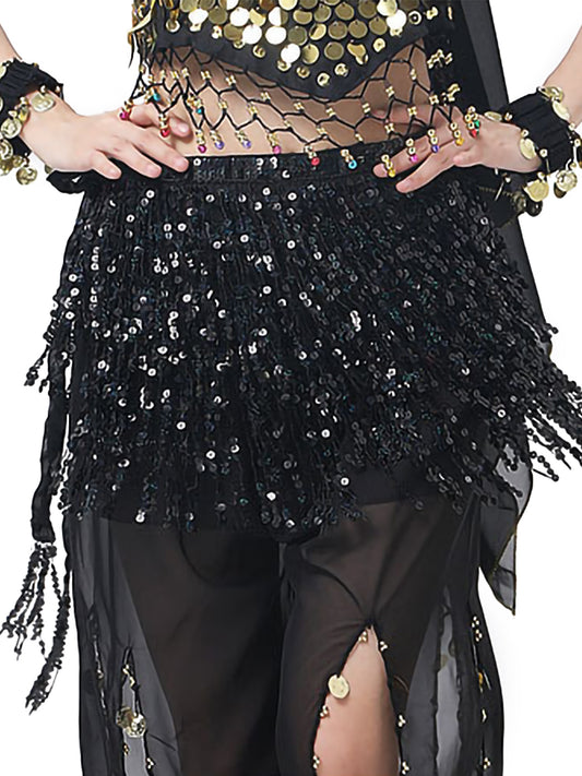 Fringe Tassel Sequin Tie Up Wrap Skirt Hip Scarf Cover Up