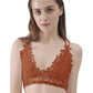 Womens Floral Crochet Lace Cross Back Spaghetti Strap Bikini Top Bra