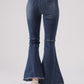Distressed High Waist Classic Denim Bell Bottom Jeans