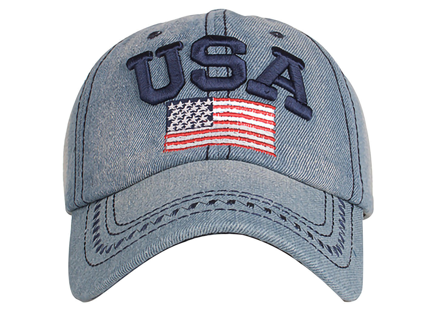 USA Flag Cap Washed Cotton Jean Syle Hat Unisex