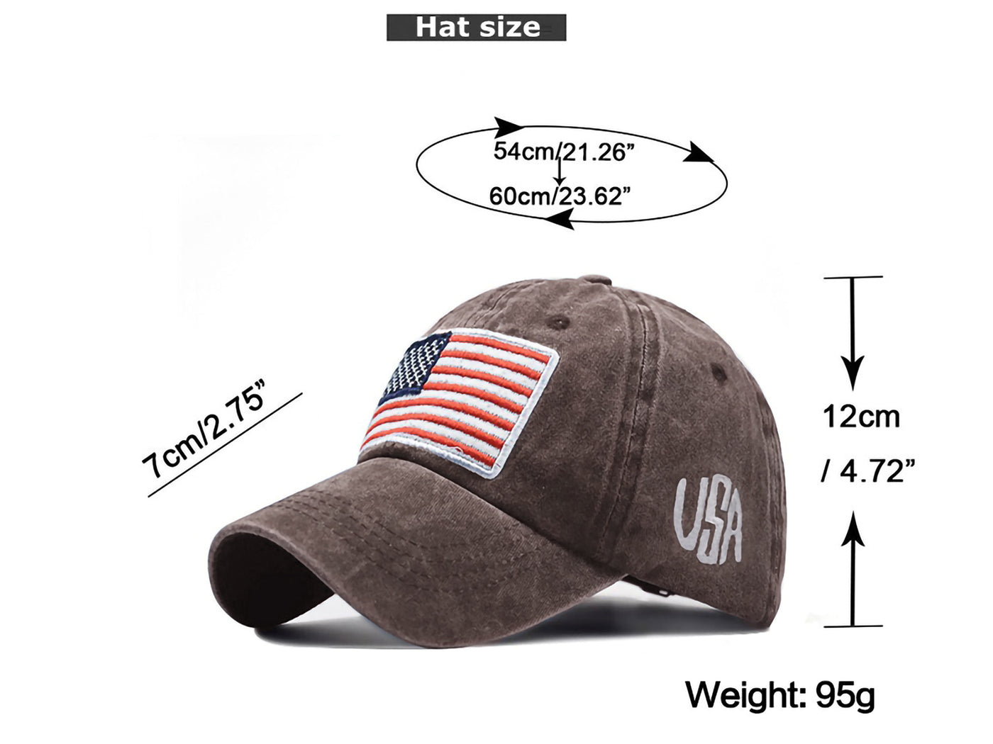 USA Flag Cap Washed Cotton Jean Syle Hat Unisex