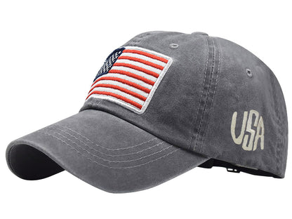 USA Flag Cap Washed Cotton Jean Syle Hat Unisex